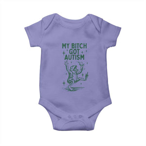 Funny My Bitch Got Autism Meme Baby Onesie Autistic Frog TS11 Violet Print Your Wear