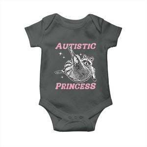 Funny Autistic Princess Baby Onesie Autism Awareness Raccoon TS11 Dark Heather Print Your Wear