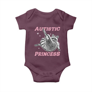 Funny Autistic Princess Baby Onesie Autism Awareness Raccoon TS11 Maroon Print Your Wear