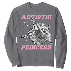 Funny Autistic Princess Sweatshirt Autism Awareness Raccoon TS11 Charcoal Print Your Wear