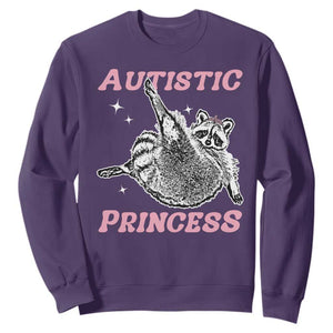 Funny Autistic Princess Sweatshirt Autism Awareness Raccoon TS11 Purple Print Your Wear