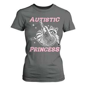 Funny Autistic Princess T Shirt For Women Autism Awareness Raccoon TS11 Dark Heather Print Your Wear