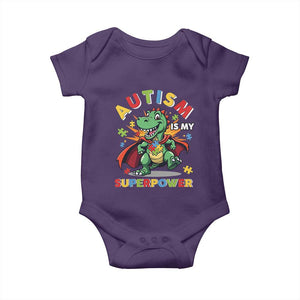 Funny Autism Is My Superpower Baby Onesie Autism Awareness Autistic Dinosaur TS11 Purple Print Your Wear