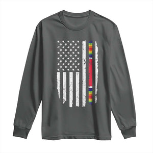 WW2 World War II Vintage American Flag Long Sleeve Shirt TS11 Dark Heather Print Your Wear