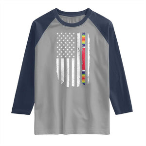 WW2 World War II Vintage American Flag Raglan Shirt TS11 Sport Gray Navy Print Your Wear