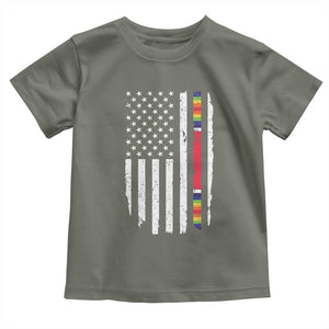 WW2 World War II Vintage American Flag Toddler T Shirt TS11 Military Green Print Your Wear