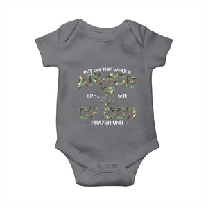 Put On The Whole Armor Of God Prayer Unit Baby Onesie Ephesians 6:11 Christian Army TS11 Charcoal Print Your Wear