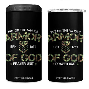 Put On The Whole Armor Of God Prayer Unit 4 in 1 Can Cooler Tumbler Ephesians 6:11 Christian Army TS11 One Size: 16 oz Black Print Your Wear
