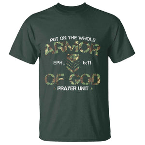 Put On The Whole Armor Of God Prayer Unit T Shirt Ephesians 6:11 Christian Army TS11 Dark Forest Green Print Your Wear