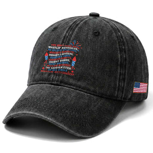 Funny You Dont Have No Whistlin Bungholes Washed Cotton Baseball Cap USA Flag 4th Of July TS11 Print Your Wear