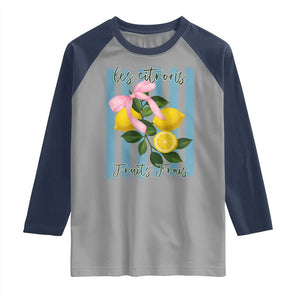 Funny Les Citrons Fruits Frais Raglan Shirt Summer Lemon Tropical Coquette TS11 Sport Gray Navy Print Your Wear
