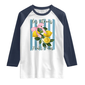 Funny Les Citrons Fruits Frais Raglan Shirt Summer Lemon Tropical Coquette TS11 White Navy Print Your Wear