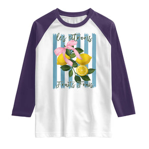 Funny Les Citrons Fruits Frais Raglan Shirt Summer Lemon Tropical Coquette TS11 White Purple Print Your Wear