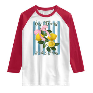 Funny Les Citrons Fruits Frais Raglan Shirt Summer Lemon Tropical Coquette TS11 White Red Print Your Wear
