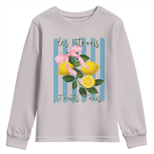Funny Les Citrons Fruits Frais Youth Sweatshirt Summer Lemon Tropical Coquette TS11 Ice Gray Print Your Wear