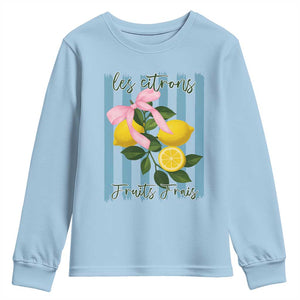 Funny Les Citrons Fruits Frais Youth Sweatshirt Summer Lemon Tropical Coquette TS11 Light Blue Print Your Wear