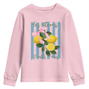 Funny Les Citrons Fruits Frais Youth Sweatshirt Summer Lemon Tropical Coquette TS11 Light Pink Print Your Wear