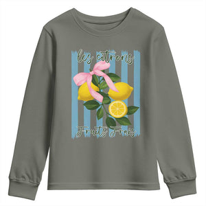 Funny Les Citrons Fruits Frais Youth Sweatshirt Summer Lemon Tropical Coquette TS11 Military Green Print Your Wear