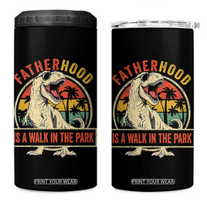 Fatherhood Is A Walk In The Park Dinosaur Dad 4 in 1 Can Cooler Tumbler TS11 One Size: 16 oz Black Print Your Wear