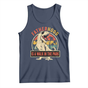 Fatherhood Is A Walk In The Park Dinosaur Dad Tank Top TS11 Navy Print Your Wear