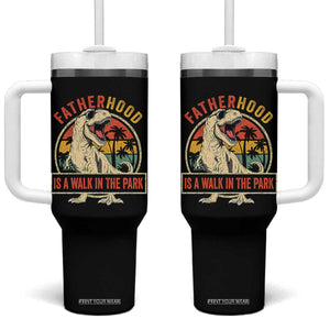 Fatherhood Is A Walk In The Park Dinosaur Dad Tumbler With Handle TS11 One Size: 40 oz Black Print Your Wear