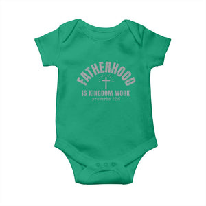 Fatherhood Is Kingdom Work Baby Onesie Christian Dad Father's Day TS11 Irish Green Print Your Wear
