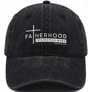 Fatherhood Is Kingdom Work Washed Cotton Baseball Cap Christian Dad TS11 Print Your Wear