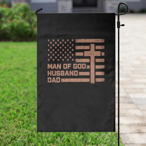 Man of God Husband Dad Christian Dad Father's Day Garden Flag Vintage American Flag TS11 Print Your Wear