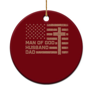 Man of God Husband Dad Christian Dad Father's Day Ceramic Ornament Vintage American Flag TS11 1pc Red Print Your Wear