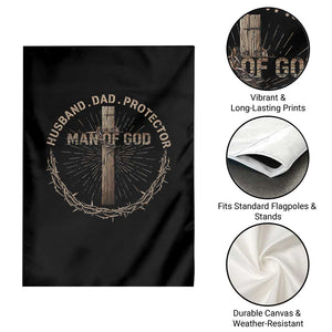 Man Of God Husband Dad Protector Garden Flag Christian Dad Vintage Jesus Cross TS11 Print Your Wear