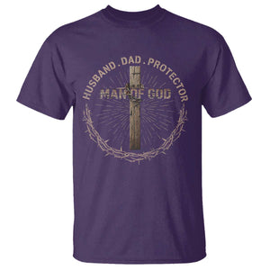 Man Of God Husband Dad Protector T Shirt Christian Dad Vintage Jesus Cross TS11 Purple Print Your Wear