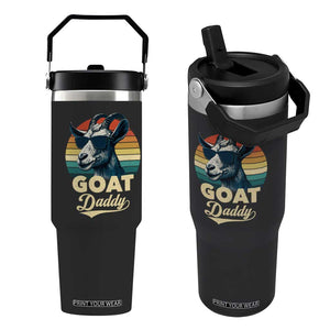 Goat Daddy Flip Straw Tumbler Funny Goat Father Retro Vintage TS11 One Size: 30 oz Black Print Your Wear