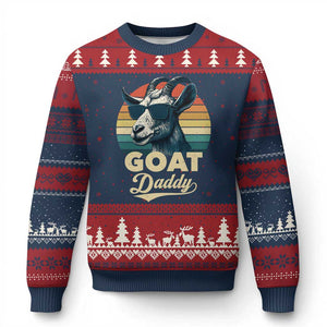Goat Daddy Ugly Christmas Sweater Funny Goat Father Retro Vintage TS11 Navy Red Print Your Wear