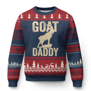 Goat Daddy Ugly Christmas Sweater Funny Goat Father Vintage TS11 Navy Red Print Your Wear