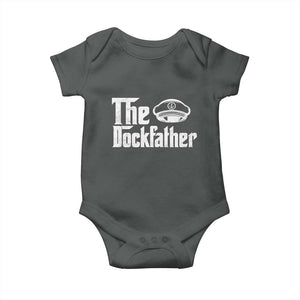 The Dockfather Baby Onesie Funny Boat Captain Dad Boating Humor Father's Day TS11 Dark Heather Print Your Wear