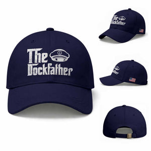 The Dockfather Baseball Cap Funny Boat Captain Dad Boating Humor Father's Day TS11 Baseball Cap Universal Fit Dark Blue Print Your Wear