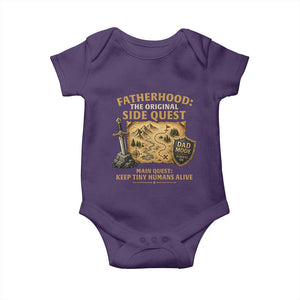 RPG Dad Baby Onesie Fatherhood The Original Side Quest Dad Mode D20 Tabletop Games TS11 Purple Print Your Wear