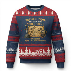 RPG Dad Ugly Christmas Sweater Fatherhood The Original Side Quest Dad Mode D20 Tabletop Games TS11 Navy Red Print Your Wear