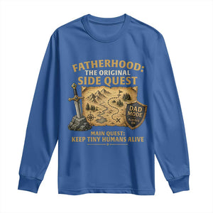 RPG Dad Long Sleeve Shirt Fatherhood The Original Side Quest Dad Mode D20 Tabletop Games TS11 Royal Blue Print Your Wear