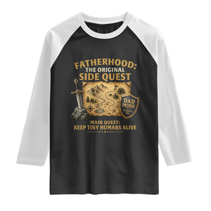 RPG Dad Raglan Shirt Fatherhood The Original Side Quest Dad Mode D20 Tabletop Games TS11 Black White Print Your Wear