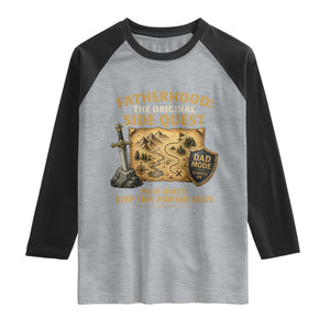 RPG Dad Raglan Shirt Fatherhood The Original Side Quest Dad Mode D20 Tabletop Games TS11 Heather Gray Black Print Your Wear