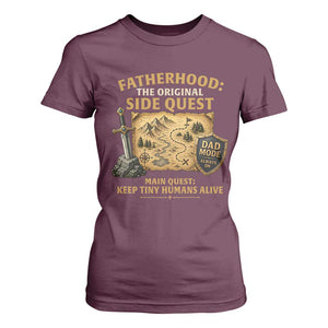 RPG Dad T Shirt For Women Fatherhood The Original Side Quest Dad Mode D20 Tabletop Games TS11 Maroon Print Your Wear