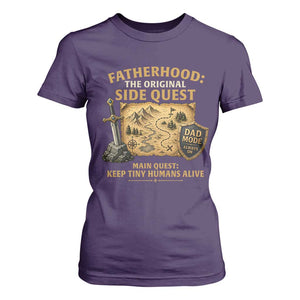RPG Dad T Shirt For Women Fatherhood The Original Side Quest Dad Mode D20 Tabletop Games TS11 Purple Print Your Wear