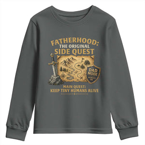 RPG Dad Youth Sweatshirt Fatherhood The Original Side Quest Dad Mode D20 Tabletop Games TS11 Dark Heather Print Your Wear