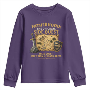 RPG Dad Youth Sweatshirt Fatherhood The Original Side Quest Dad Mode D20 Tabletop Games TS11 Purple Print Your Wear
