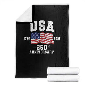 250th Anniversary USA 4th of July America US Flag Patriotic Throw Blanket TS11 Black Print Your Wear