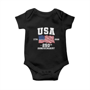 250th Anniversary USA 4th of July America US Flag Patriotic Baby Onesie TS11 Black Print Your Wear