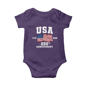 250th Anniversary USA 4th of July America US Flag Patriotic Baby Onesie TS11 Purple Print Your Wear