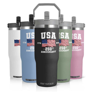 250th Anniversary USA 4th of July America US Flag Patriotic Flip Straw Tumbler TS11 Print Your Wear