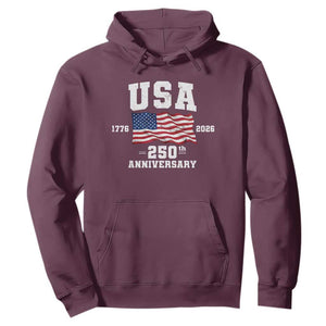 250th Anniversary USA 4th of July America US Flag Patriotic Hoodie TS11 Maroon Print Your Wear